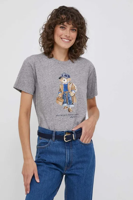 γκρί Βαμβακερό t-shirt Polo Ralph Lauren Γυναικεία