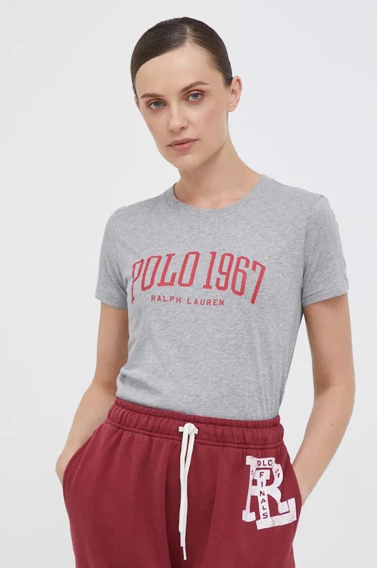 γκρί Βαμβακερό μπλουζάκι Polo Ralph Lauren Γυναικεία