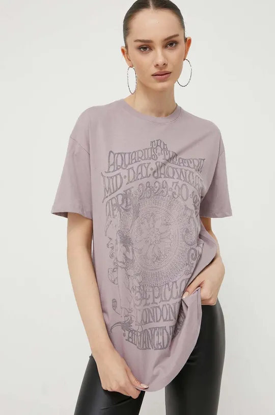 fioletowy Hollister Co. t-shirt bawełniany Damski