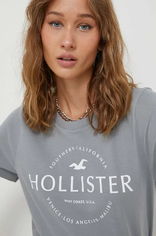 γκρί Βαμβακερό μπλουζάκι Hollister Co.