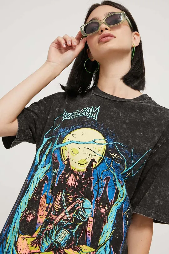 μαύρο Βαμβακερό μπλουζάκι Volcom x MAX SHERMAN Γυναικεία