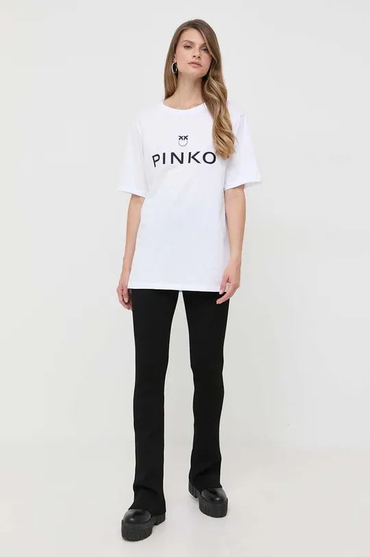 Βαμβακερό μπλουζάκι Pinko λευκό