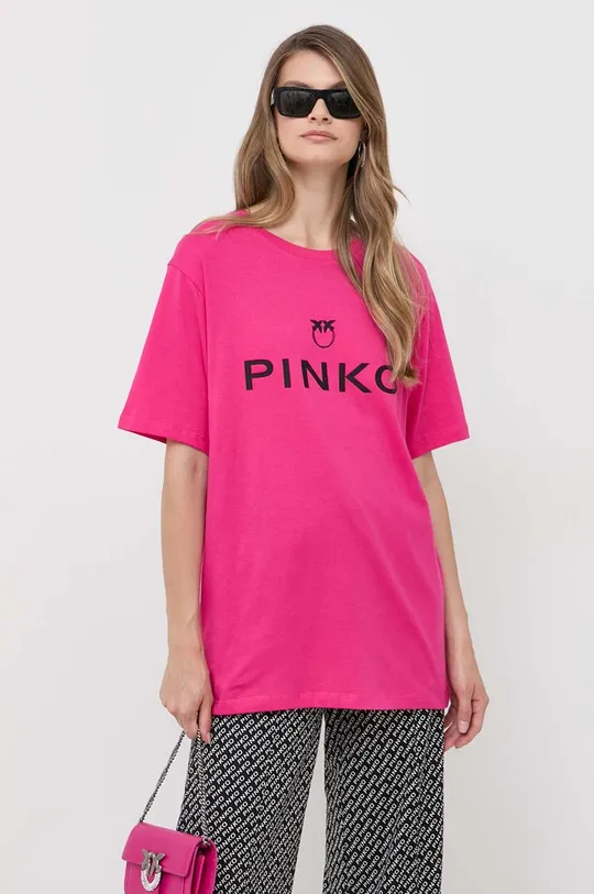 ροζ Βαμβακερό μπλουζάκι Pinko Γυναικεία