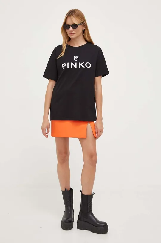 Βαμβακερό μπλουζάκι Pinko μαύρο