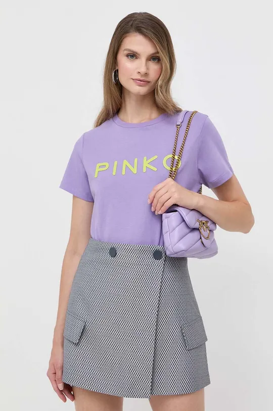 μωβ Βαμβακερό μπλουζάκι Pinko Γυναικεία