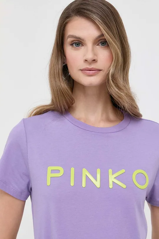 vijolična Bombažna kratka majica Pinko