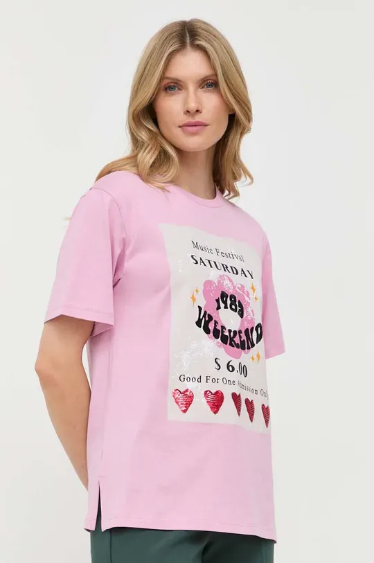 ροζ Βαμβακερό μπλουζάκι Weekend Max Mara Γυναικεία