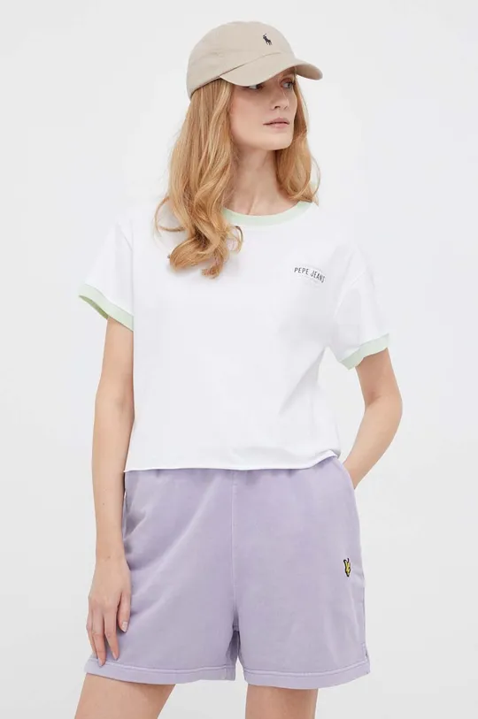 λευκό Βαμβακερό μπλουζάκι Pepe Jeans ADELINE Γυναικεία