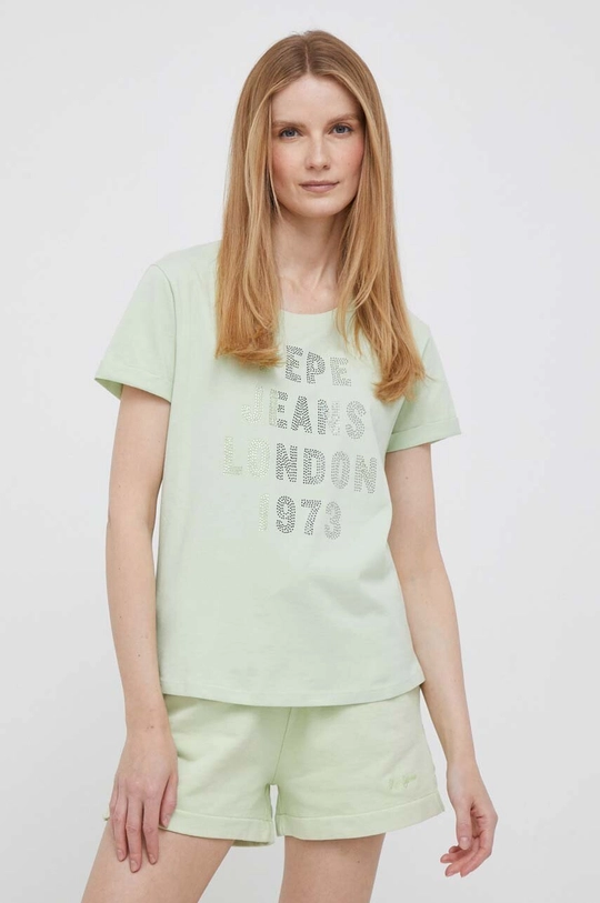 zielony Pepe Jeans t-shirt bawełniany AGNES