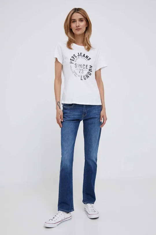 Bombažna kratka majica Pepe Jeans Alessa bela