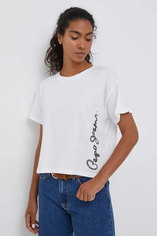 λευκό Μπλουζάκι Pepe Jeans Γυναικεία