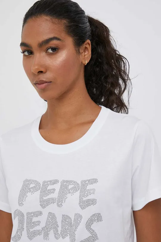 белый Хлопковая футболка Pepe Jeans Женский