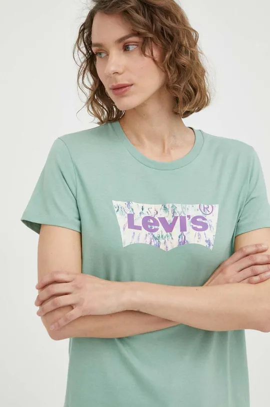 zelena Bombažna kratka majica Levi's Ženski