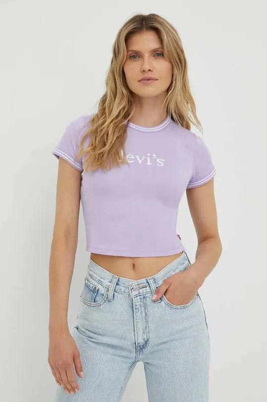 vijolična Bombažna kratka majica Levi's Ženski