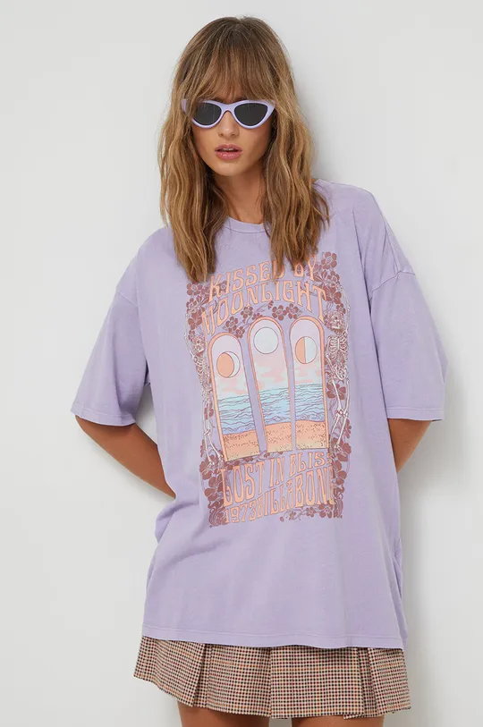 Billabong t-shirt bawełniany fioletowy