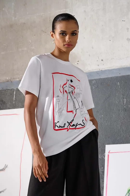 λευκό Βαμβακερό μπλουζάκι Karl Lagerfeld x Ultimate ikon Γυναικεία