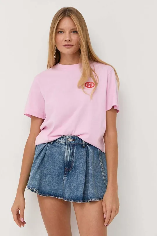 ροζ Βαμβακερό μπλουζάκι Karl Lagerfeld Γυναικεία