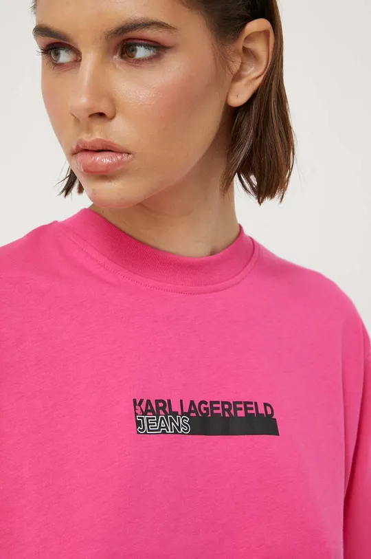 ροζ Βαμβακερό μπλουζάκι Karl Lagerfeld Jeans