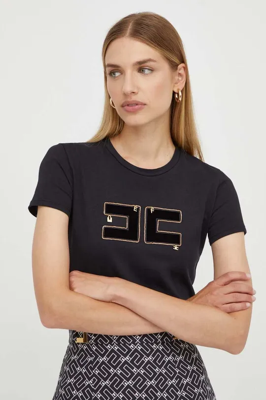 μαύρο Βαμβακερό μπλουζάκι Elisabetta Franchi Γυναικεία