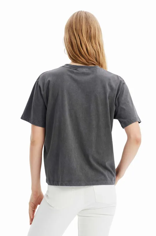 Βαμβακερό μπλουζάκι Desigual γκρί