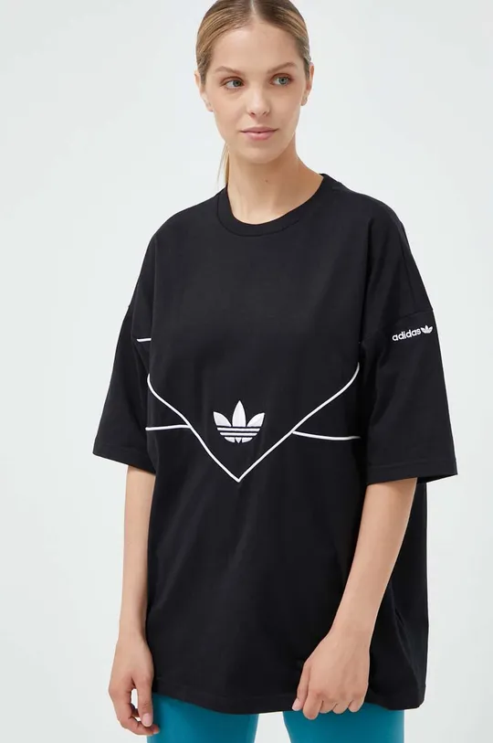μαύρο Βαμβακερό μπλουζάκι adidas Originals Γυναικεία