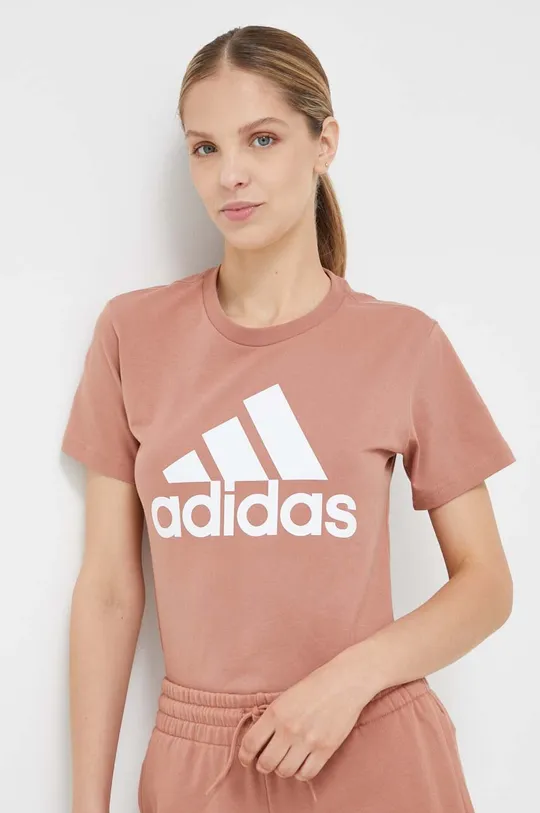 oranžna Bombažna kratka majica adidas