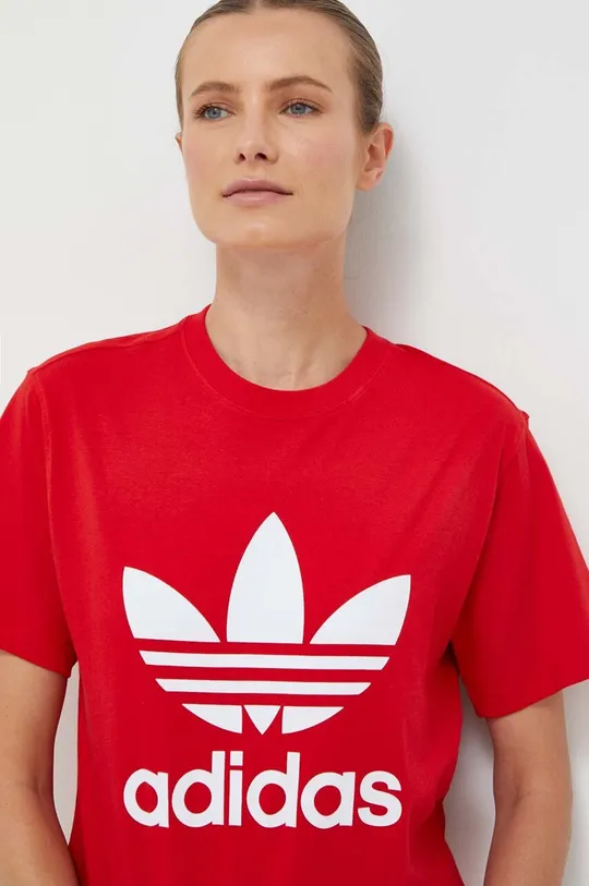 czerwony adidas Originals t-shirt bawełniany