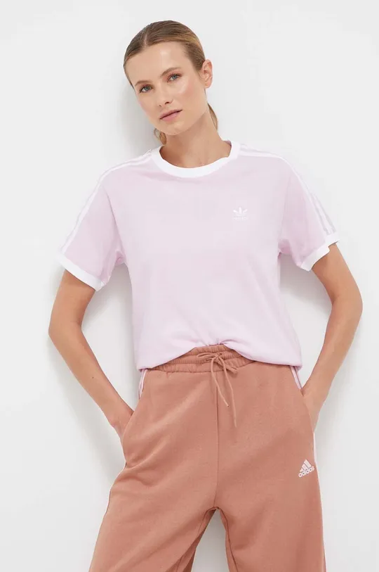 różowy adidas Originals t-shirt bawełniany