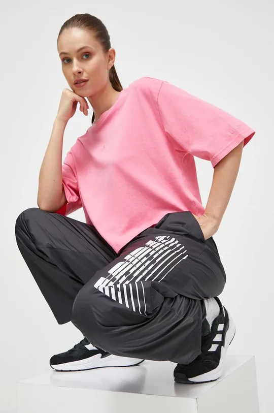 ροζ Βαμβακερό μπλουζάκι adidas Γυναικεία