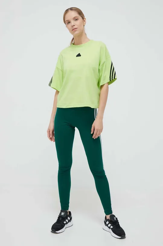 Βαμβακερό μπλουζάκι adidas πράσινο