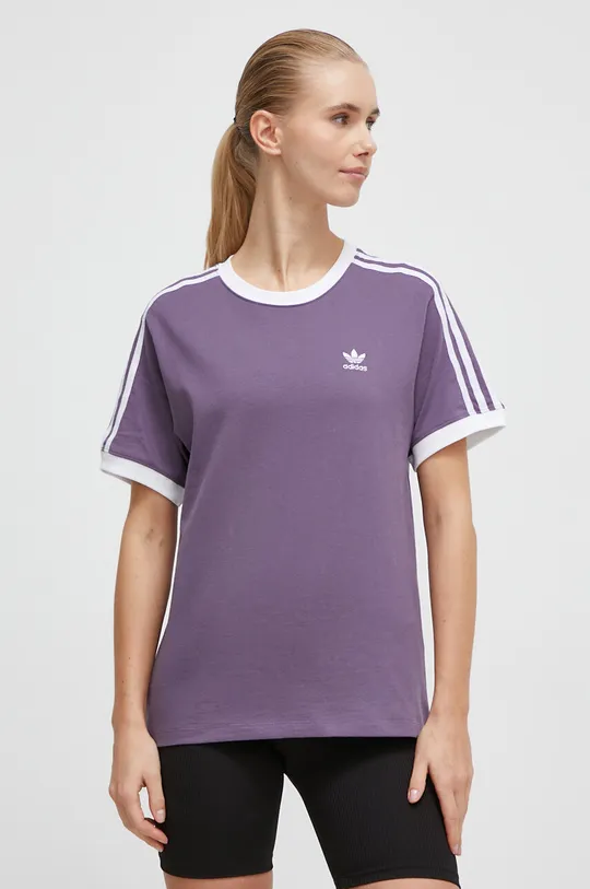 fioletowy adidas Originals t-shirt bawełniany Damski