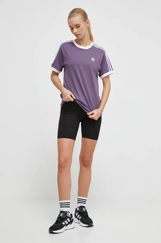 Бавовняна футболка adidas Originals фіолетовий