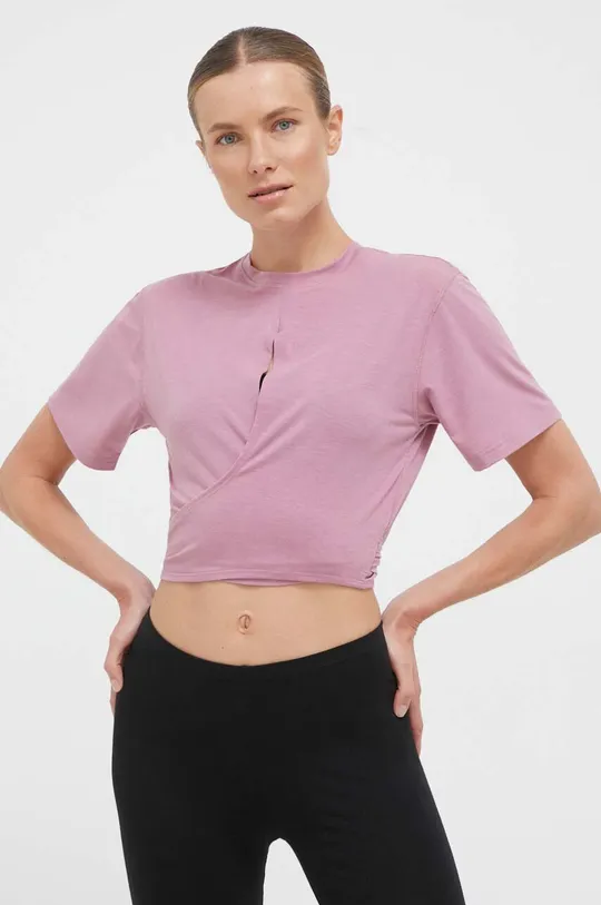 różowy adidas Performance t-shirt do jogi Studio Damski