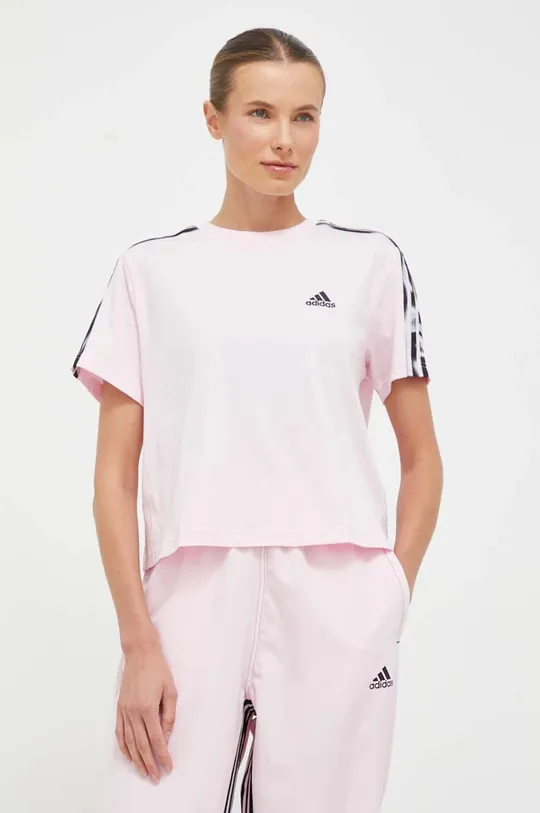 ροζ Βαμβακερό μπλουζάκι adidas