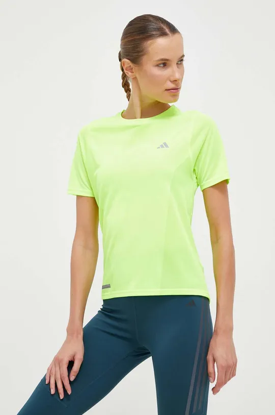 zielony adidas Performance t-shirt do biegania Ultimate Damski