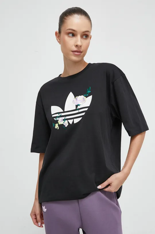 czarny adidas Originals t-shirt bawełniany Damski
