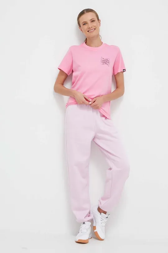 Бавовняна футболка adidas рожевий