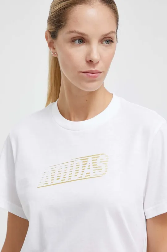 λευκό Βαμβακερό μπλουζάκι adidas