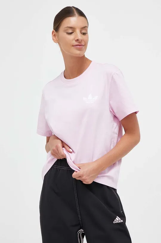 ροζ Βαμβακερό μπλουζάκι adidas Originals