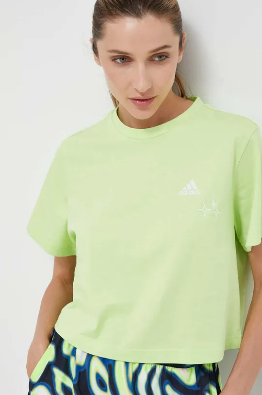 зелёный Хлопковая футболка adidas Женский