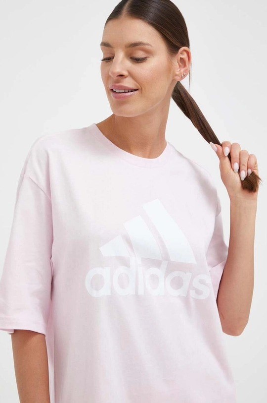 różowy adidas t-shirt bawełniany Damski