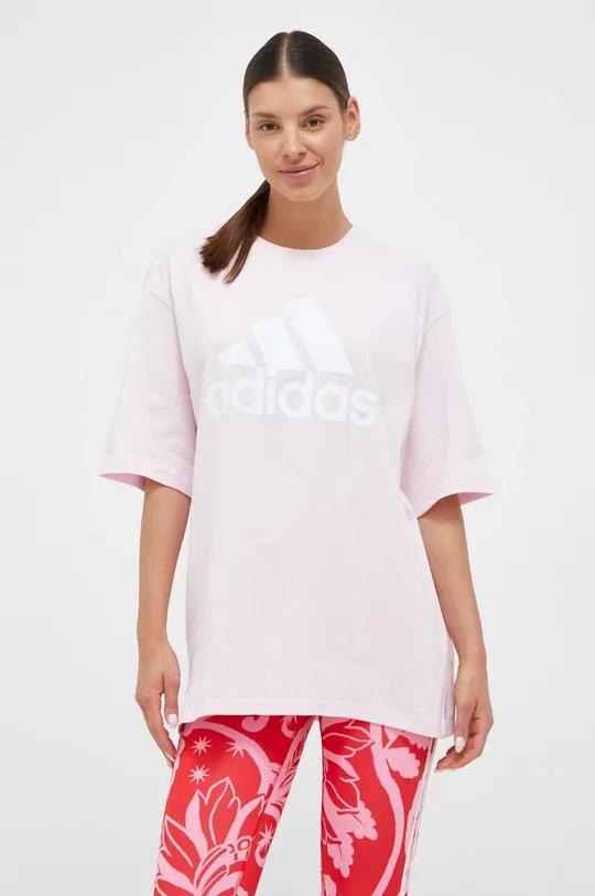ροζ Βαμβακερό μπλουζάκι adidas 0