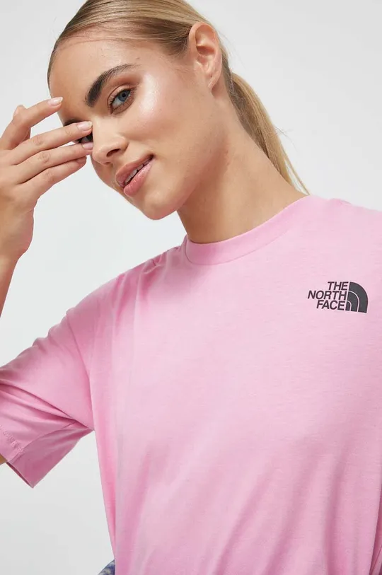 ροζ Βαμβακερό μπλουζάκι The North Face