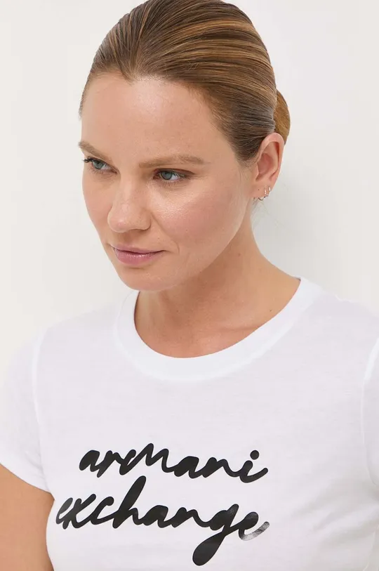 bela Bombažna kratka majica Armani Exchange Ženski