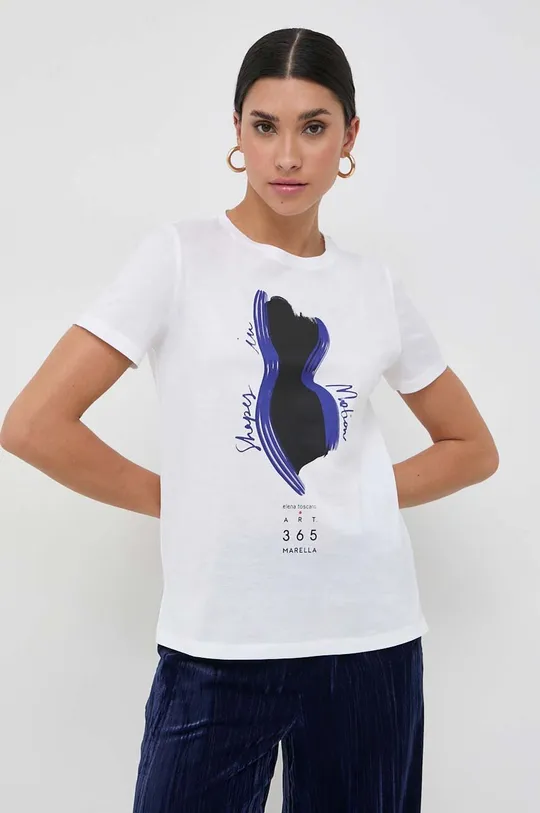 λευκό Βαμβακερό μπλουζάκι Marella Γυναικεία
