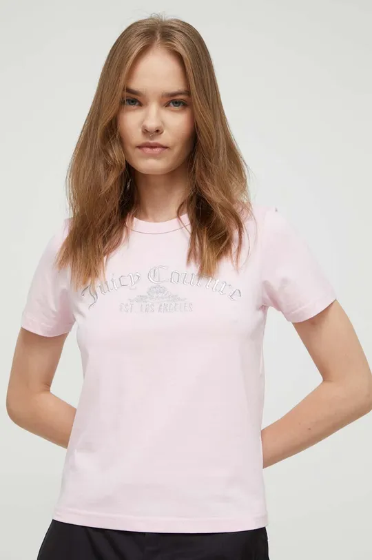 roza Bombažna kratka majica Juicy Couture Ženski
