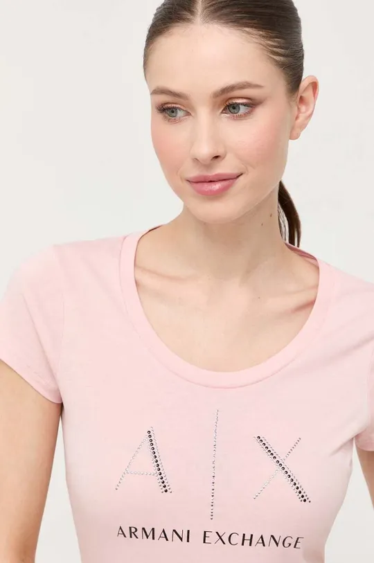 рожевий Бавовняна футболка Armani Exchange Жіночий