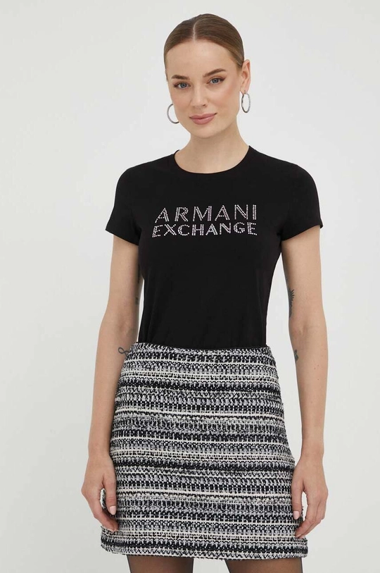 czarny Armani Exchange t-shirt Damski