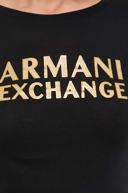 čierna Bavlnené tričko s dlhým rukávom Armani Exchange