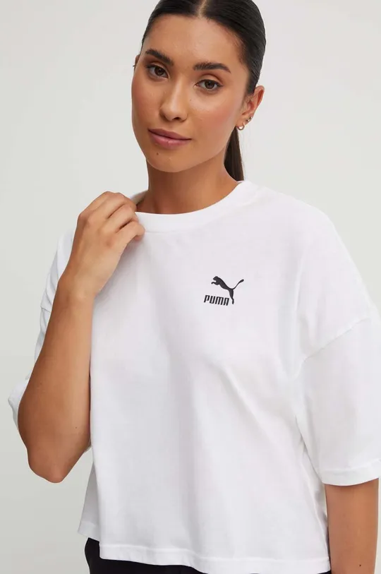 bela Bombažna kratka majica Puma Ženski